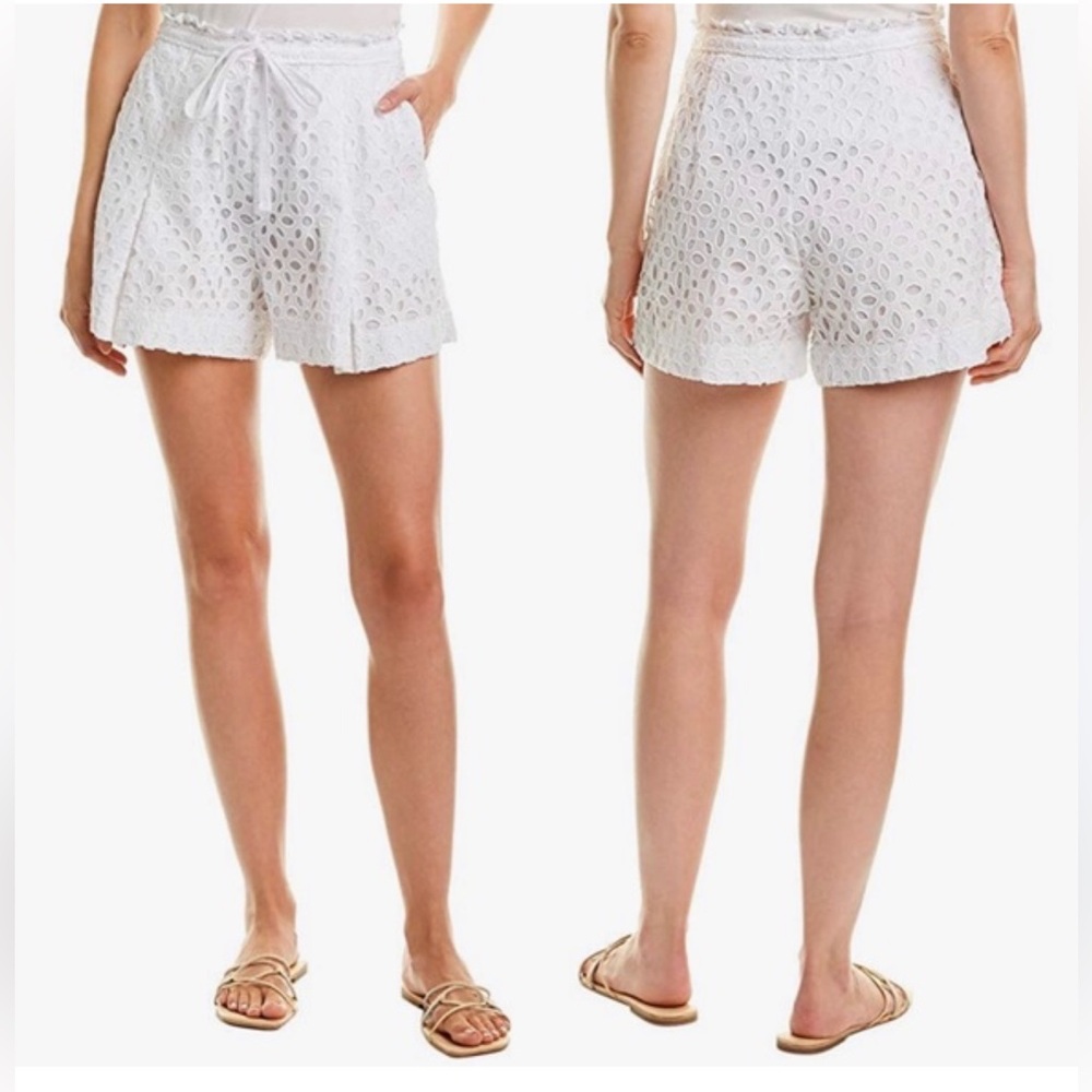 J CREW Belair Eyelet Shorts White High Rise Like New Size 8 Like New